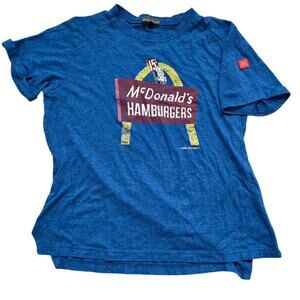 Apparel Collection Blue Retro McDonalds Hamburgers Cotton Blend T-Shirt Medium